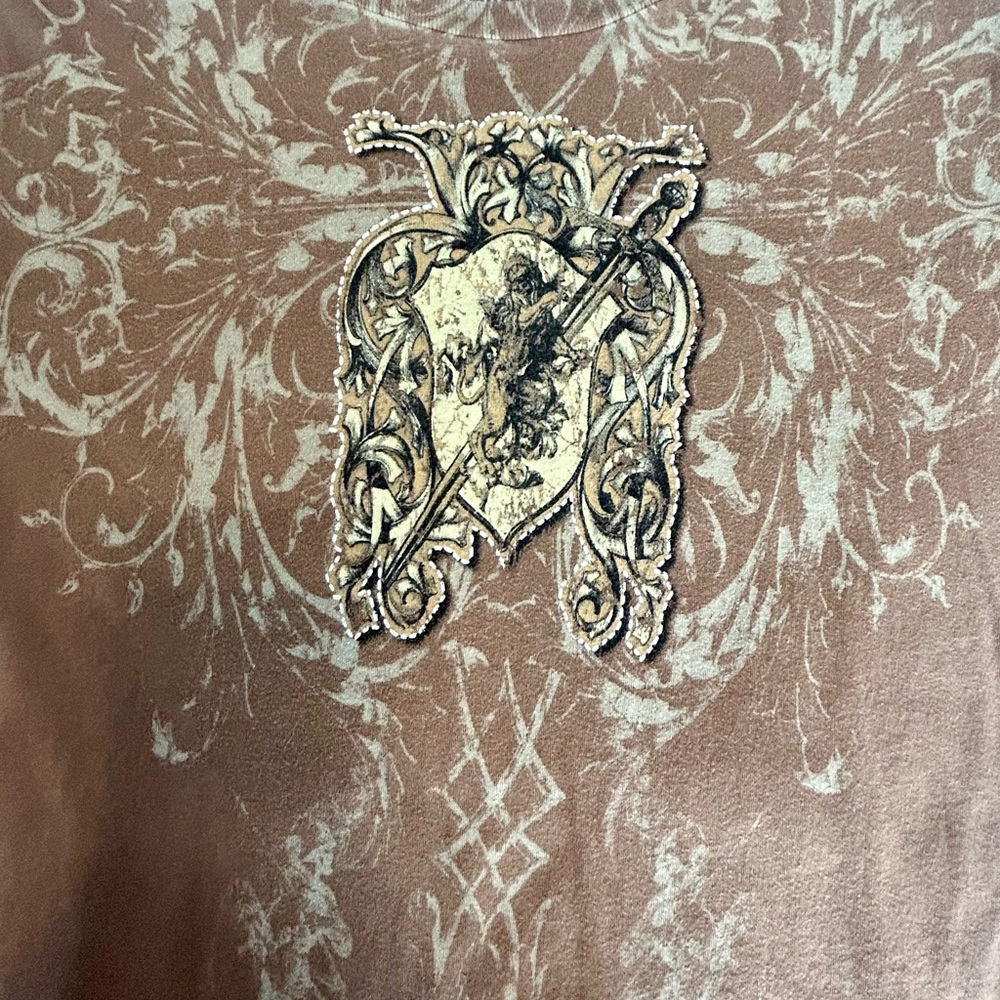 Resurge  Men's Brown Graphic Crew Neck Affiction style T-Shirt - Picture 4 of 5